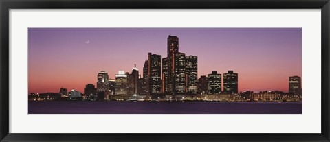 Framed Detroit at dusk, Michigan Print