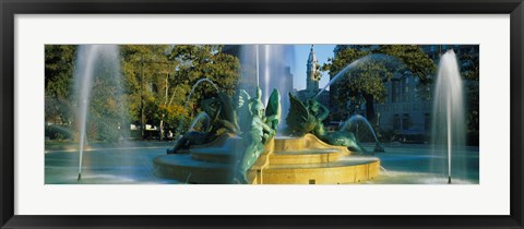 Framed Fountain In Front Of A Building, Logan Circle, City Hall, Philadelphia, Pennsylvania, USA Print