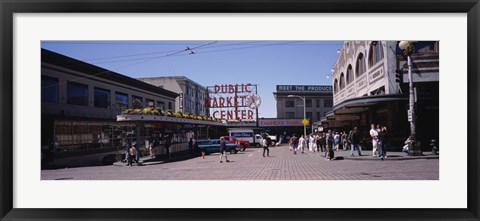 Framed Group of people in a market, Pike Place Market, Seattle, Washington State, USA Print