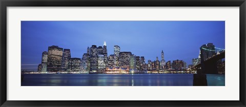 Framed New York Ciry at Night with Bright Blue Sky Print