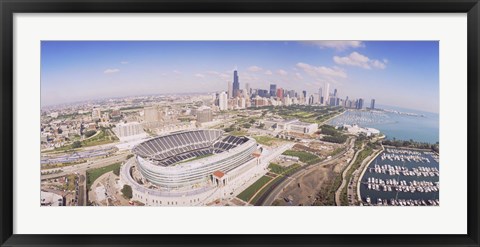 Framed Aerial view of a stadium, Soldier Field, Chicago, Illinois Print