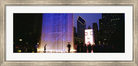Framed Spectators Watching The Visual Screen, The Crown Fountain, Millennium Park, Chicago, Illinois, USA Print
