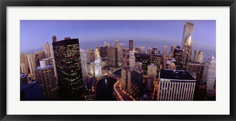 Framed USA, Illinois, Chicago, Chicago River, High angle view of the city Print