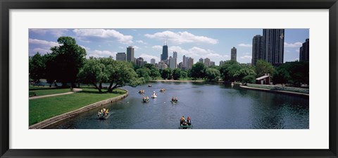 Framed High angle view of a group of people on a paddle boat in a lake, Lincoln Park, Chicago, Illinois, USA Print