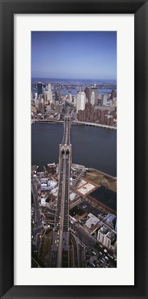 Framed Aerial View Of A Bridge, Brooklyn Bridge, Manhattan, NYC, New York City, New York State, USA Print
