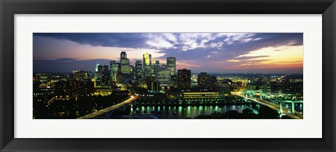 Framed Minneapolis At Dusk, Minnesota Print