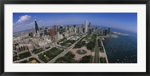 Framed Aerial view of Chicago and the Lake Print