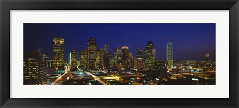 Framed Buildings at Night, Dallas, Texas Print