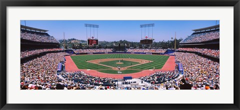 Framed Spectators watching a baseball match, Dodgers vs. Yankees, Dodger Stadium, City of Los Angeles, California, USA Print