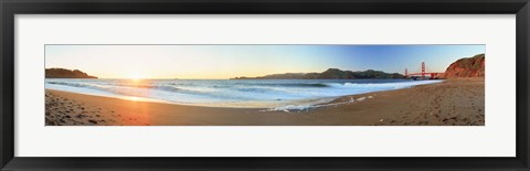 Framed Footprints on the beach, Golden Gate Bridge, San Francisco, California, USA Print