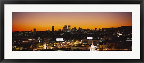 Framed High angle view of buildings in a city, Century City, City of Los Angeles, California, USA Print
