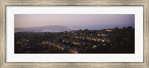 Framed High angle view of buildings in a city, Mission Bay, La Jolla, Pacific Beach, San Diego, California, USA Print