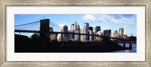Framed Skyscrapers at the waterfront, Brooklyn Bridge, East River, Manhattan, New York City, New York State, USA Print