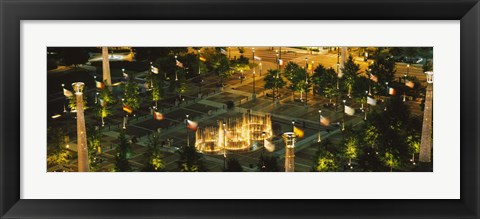 Framed High angle view of fountains in a park lit up at night, Centennial Olympic Park, Atlanta, Georgia, USA Print