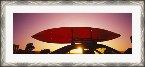 Framed Close-up of a kayak on a car roof at sunset, San Francisco, California Print