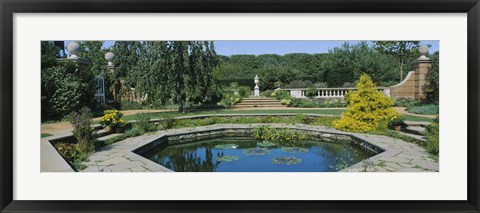 Framed Garden pond, English Walled Garden, Chicago Botanic Garden, Glencoe, Cook County Forest Preserves, Cook County, Illinois, USA Print