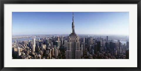 Framed Aerial view of a cityscape, Empire State Building, Manhattan, New York City, New York State, USA Print