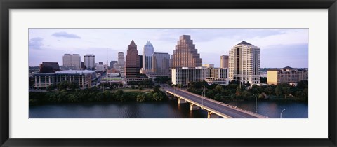 Framed Skylines in a city, Lady Bird Lake, Colorado River, Austin, Travis County, Texas, USA Print