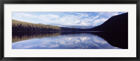 Framed Reflection of clouds in a lake, Mt Hood viewed from Lost Lake, Mt. Hood National Forest, Hood River County, Oregon, USA Print