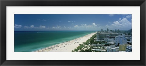 Framed City at the beachfront, South Beach, Miami Beach, Florida, USA Print