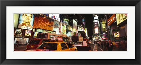 Framed Buildings lit up at night in a city, Broadway, Times Square, Midtown Manhattan, Manhattan, New York City, New York State, USA Print