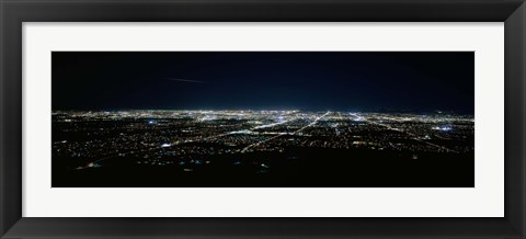 Framed Aerial view of a city lit up at night, Phoenix, Maricopa County, Arizona, USA Print