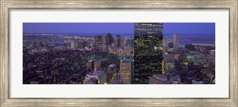 Framed Boston Lit Up at Night Print