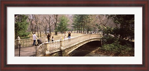Framed Group of people walking on an arch bridge, Central Park, Manhattan, New York City, New York State, USA Print