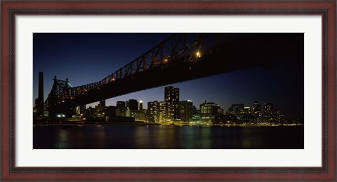 Framed Queensboro Bridge Over East River, Manhattan (night) Print