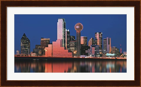 Framed Reflection of skyscrapers in a lake, Digital Composite, Dallas, Texas, USA Print