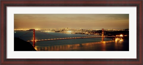 Framed Golden Gate Bridge Lit Up Print