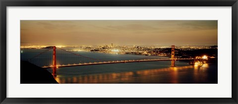 Framed Golden Gate Bridge Lit Up Print