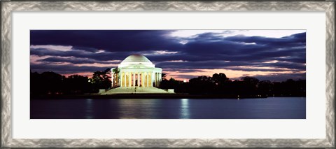 Framed Monument lit up at dusk, Jefferson Memorial, Washington DC, USA Print
