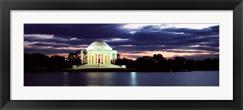 Framed Monument lit up at dusk, Jefferson Memorial, Washington DC, USA Print