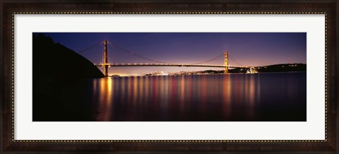 Framed Golden Gate Bridge Lit Up at Dusk, San Francisco Bay Print