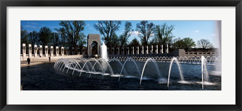 Framed Fountains at a war memorial, National World War II Memorial, Washington DC, USA Print