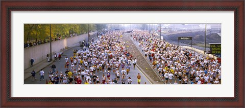 Framed Crowd running in a marathon, Chicago Marathon, Chicago, Illinois, USA Print