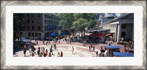 Framed Tourists in a market, Faneuil Hall Marketplace, Quincy Market, Boston, Suffolk County, Massachusetts, USA Print