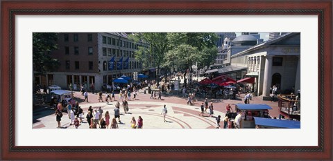 Framed Tourists in a market, Faneuil Hall Marketplace, Quincy Market, Boston, Suffolk County, Massachusetts, USA Print