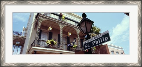 Framed Street name signboard on a lamppost, St. Philip Street, French Market, French Quarter, New Orleans, Louisiana, USA Print