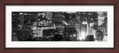Framed Aerial view of a city at night, Midtown Manhattan, Manhattan, New York City, New York State, USA Print
