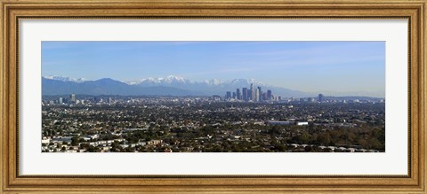 Framed City with mountains in the background, Los Angeles, California, USA 2010 Print