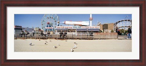 Framed Tourists at an amusement park, Coney Island, Brooklyn, New York City, New York State, USA Print