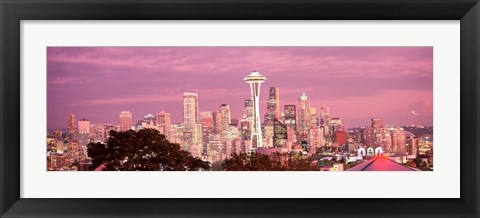 Framed Night view of Seattle, King County, Washington State, USA 2010 Print