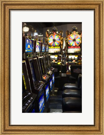 Framed Slot machines at an airport, McCarran International Airport, Las Vegas, Nevada, USA Print