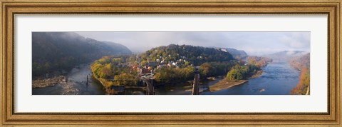 Framed Aerial view of an island, Harpers Ferry, Jefferson County, West Virginia, USA Print