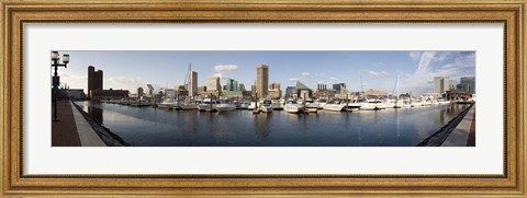 Framed Boats Moored at Inner Harbor, Baltimore, Maryland Print
