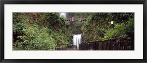Framed Waterfall in a forest, Multnomah Falls, Hood River, Columbia River Gorge, Oregon Print