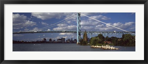 Framed Bridge across a river, Ambassador Bridge, Detroit River, Detroit, Wayne County, Michigan, USA Print