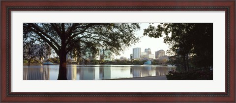 Framed Lake Eola, Orlando, Florida (black &amp; white) Print